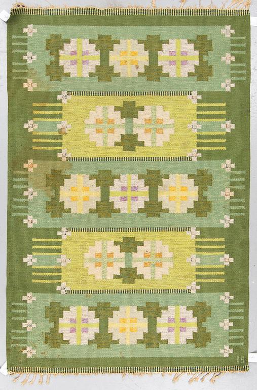 INGEGERD SILOW, A carpet, flat weave, ca 204 x 135,5-137 cm, signed IS.
