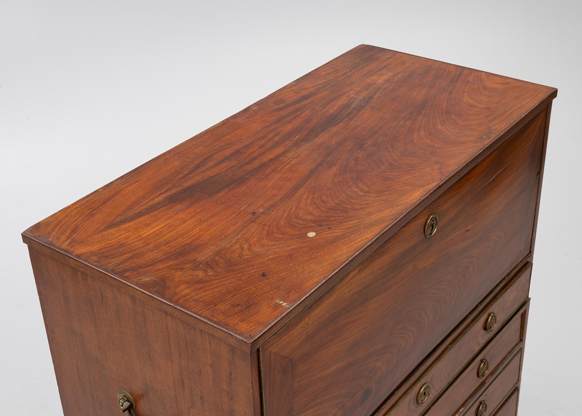 A late Gustavian mahogany secretaire by L. Almgren (master in Stockholm 1771-95).