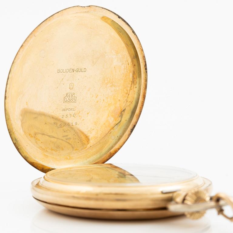 Klas Hedmark, Södertälje, pocket watch, 51 mm, hunter, "Boliden guld".