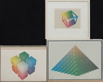 BECK & JUNG, computer ink plot, 3 st, signerde. 1980-tal.