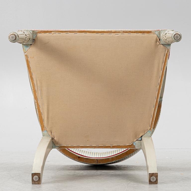 A late Gustavian style armchair, late 20th Century.