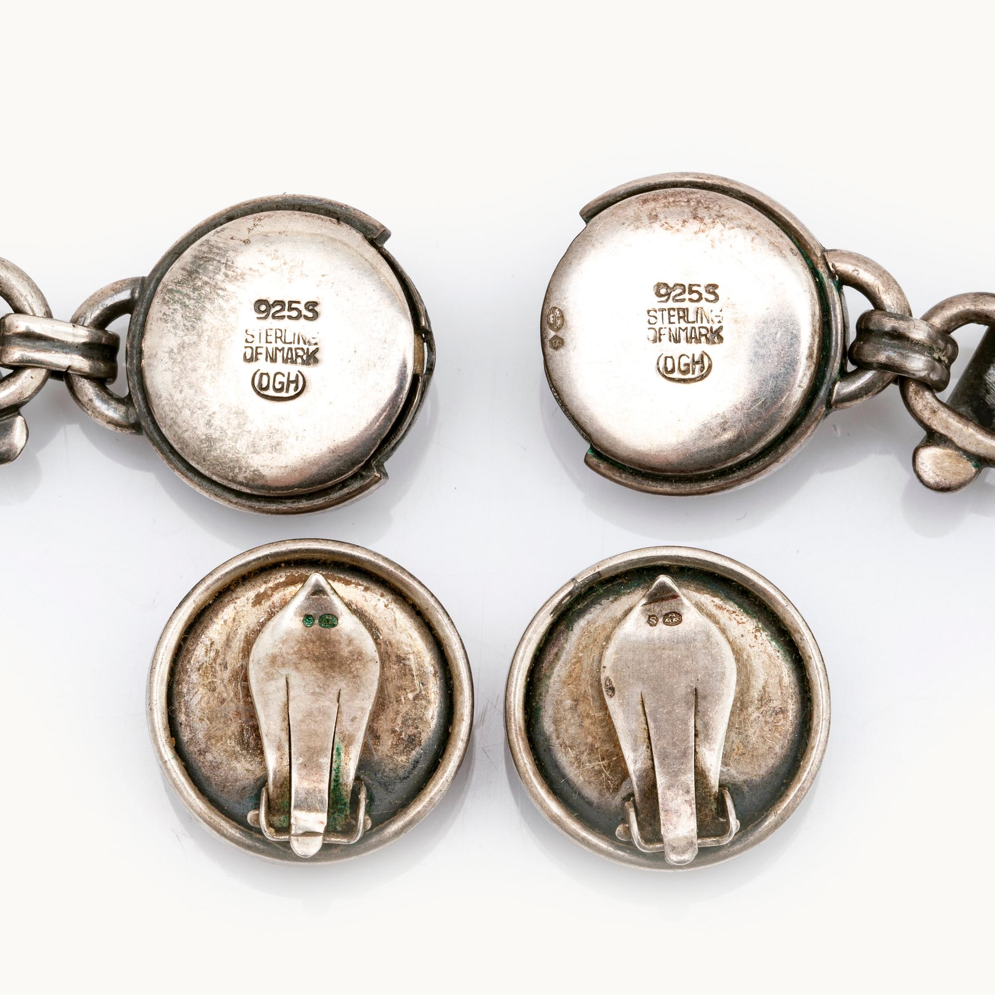 JEWELLERY SET sterling silver and amber approx 18 mm, GDH Denmark.