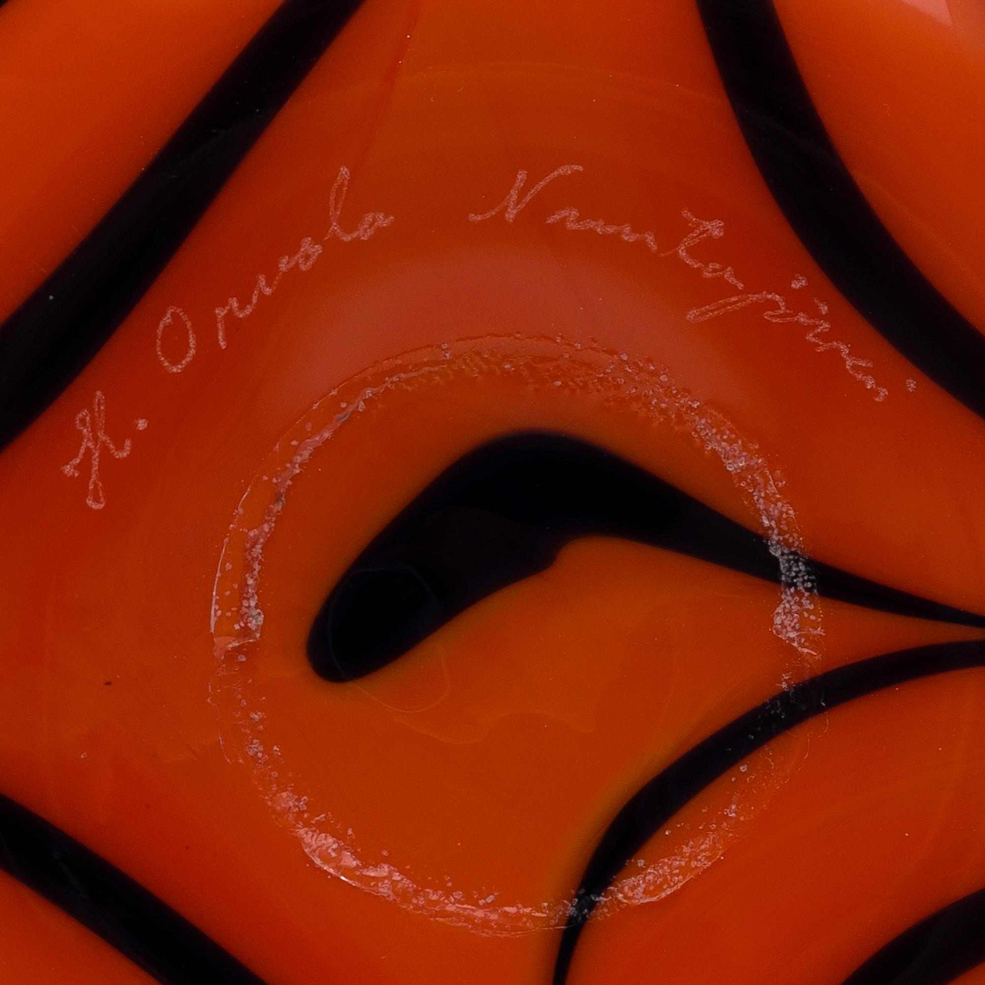 HEIKKI ORVOLA, A VASE, glass, signed H. Orvola Nuutajärvi.