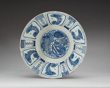 A large blue and white kraak bowl, Ming dynastin, Wanli (1572-1620).