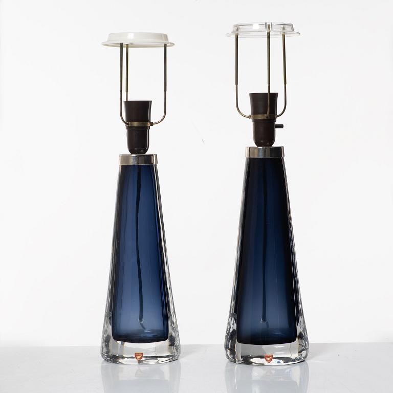 Carl Fagerlund, a pair of table lamps, Orrefors.