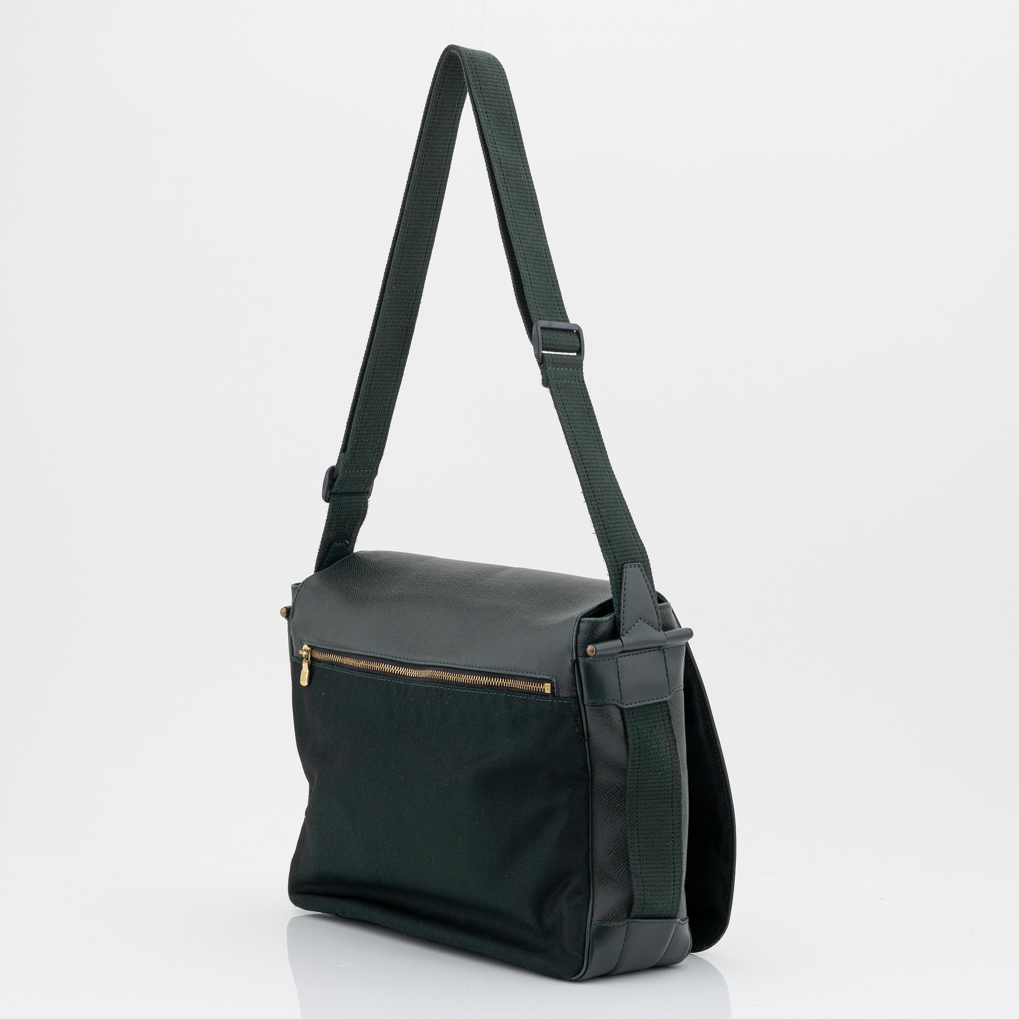 Louis Vuitton, a green taiga 'Abbesses' bag, 1998.