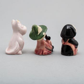 SIGNE HAMMARSTEN-JANSSON, muminfigurer 9 st, keramik, Arabia 1950-tal.