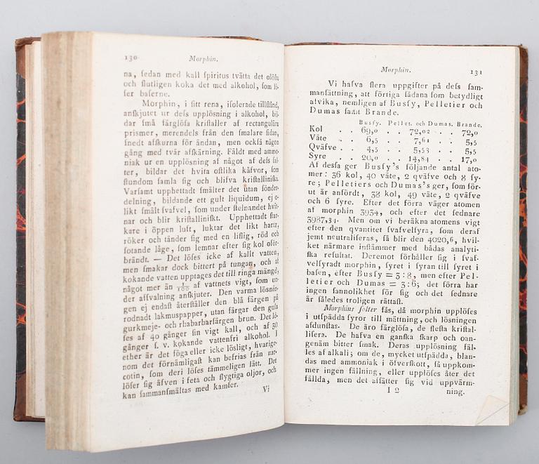 BÖCKER: Lärbok i Kemien av dr J Jac Berzelius, 4 volymer, 1817, 1822, 1818 samt 1827.