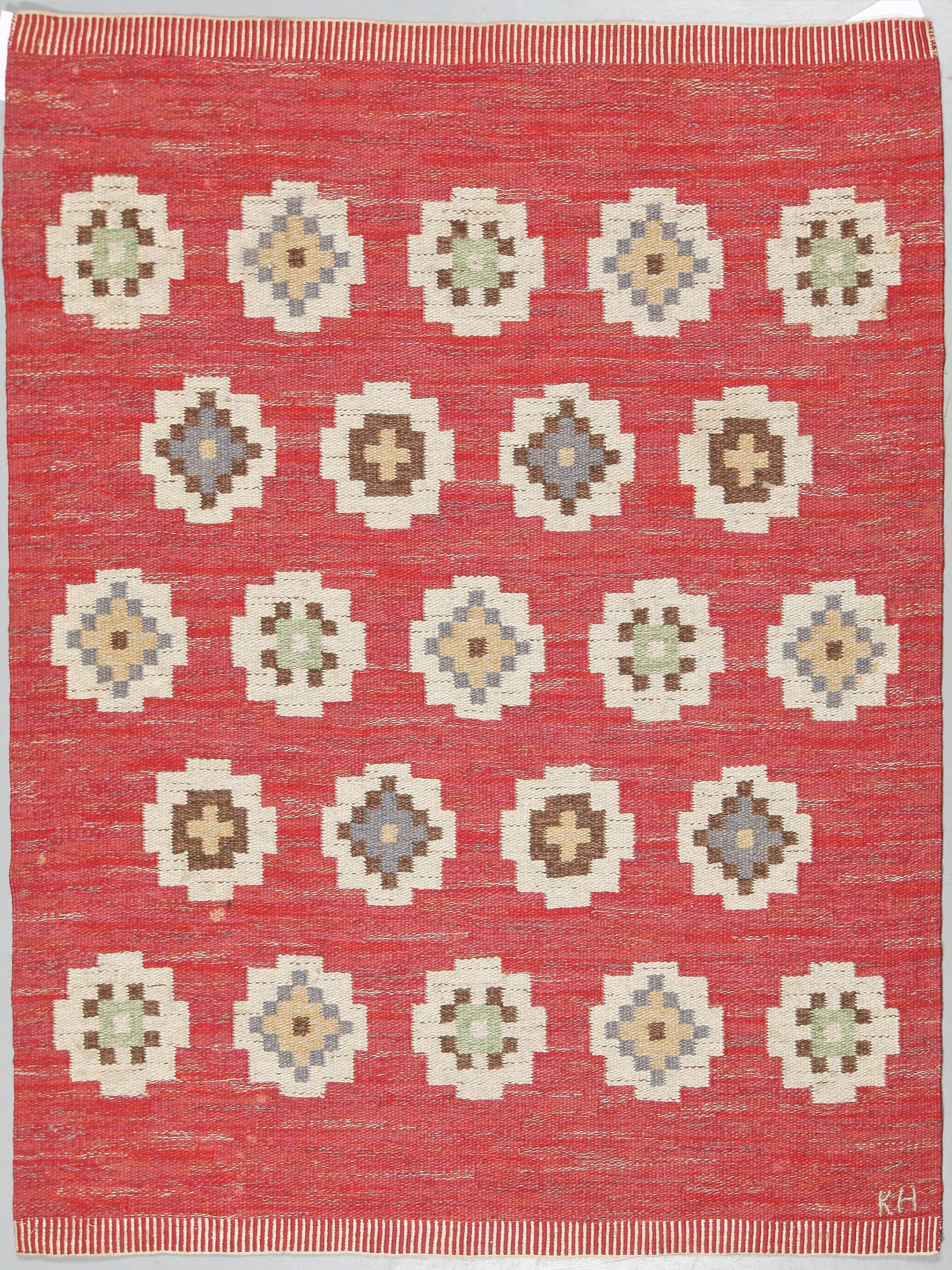 MATTA, rölakan, Klockaregårdens Hemslöjd, signerad KH, 158 x 125 cm.