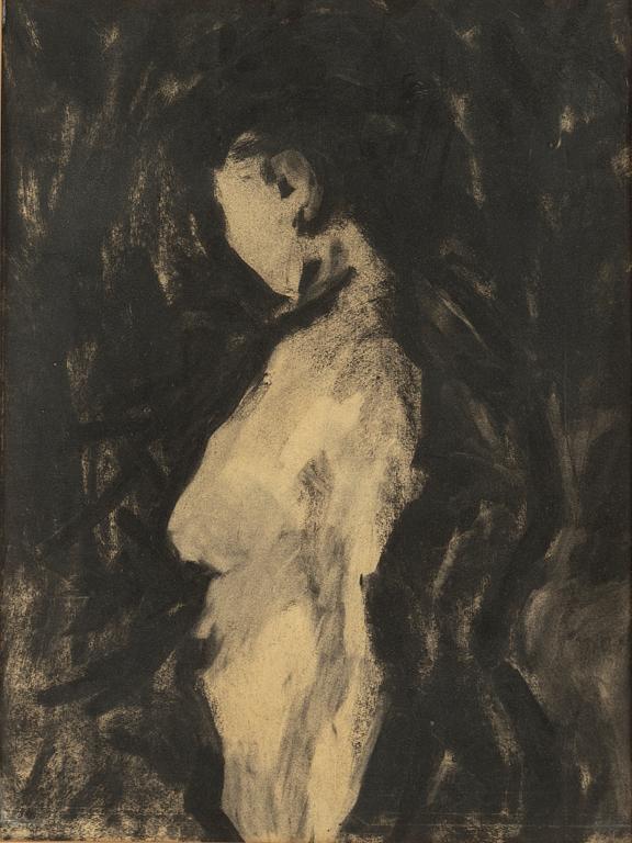 EVERT LUNDQUIST, charcoal drawing, signed and dated 1945 on the passepartout.