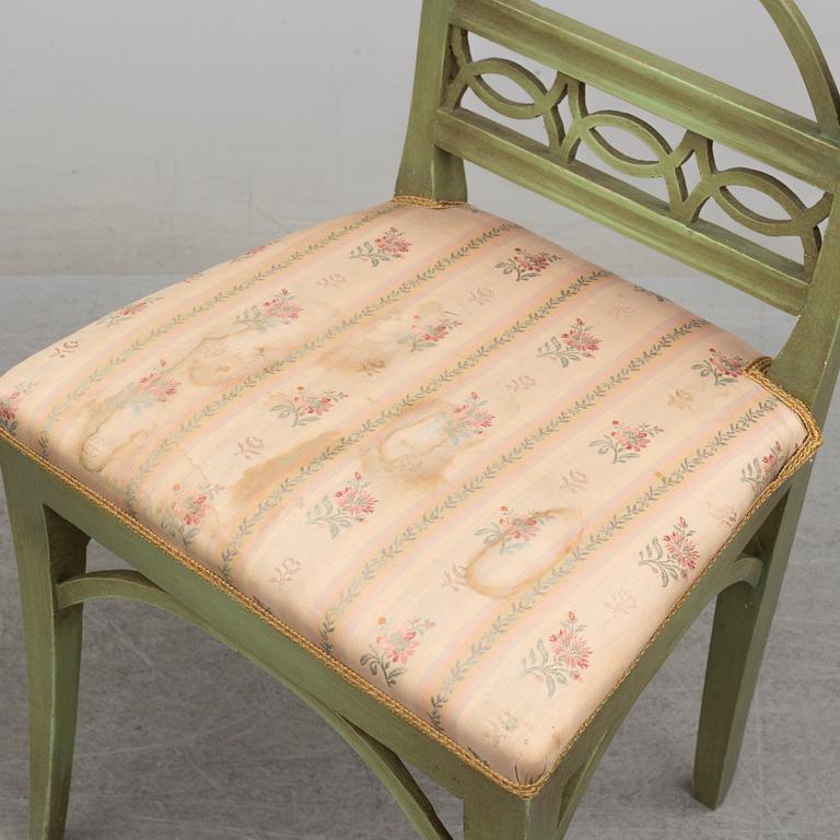 A set of six 19th century painted chairs.