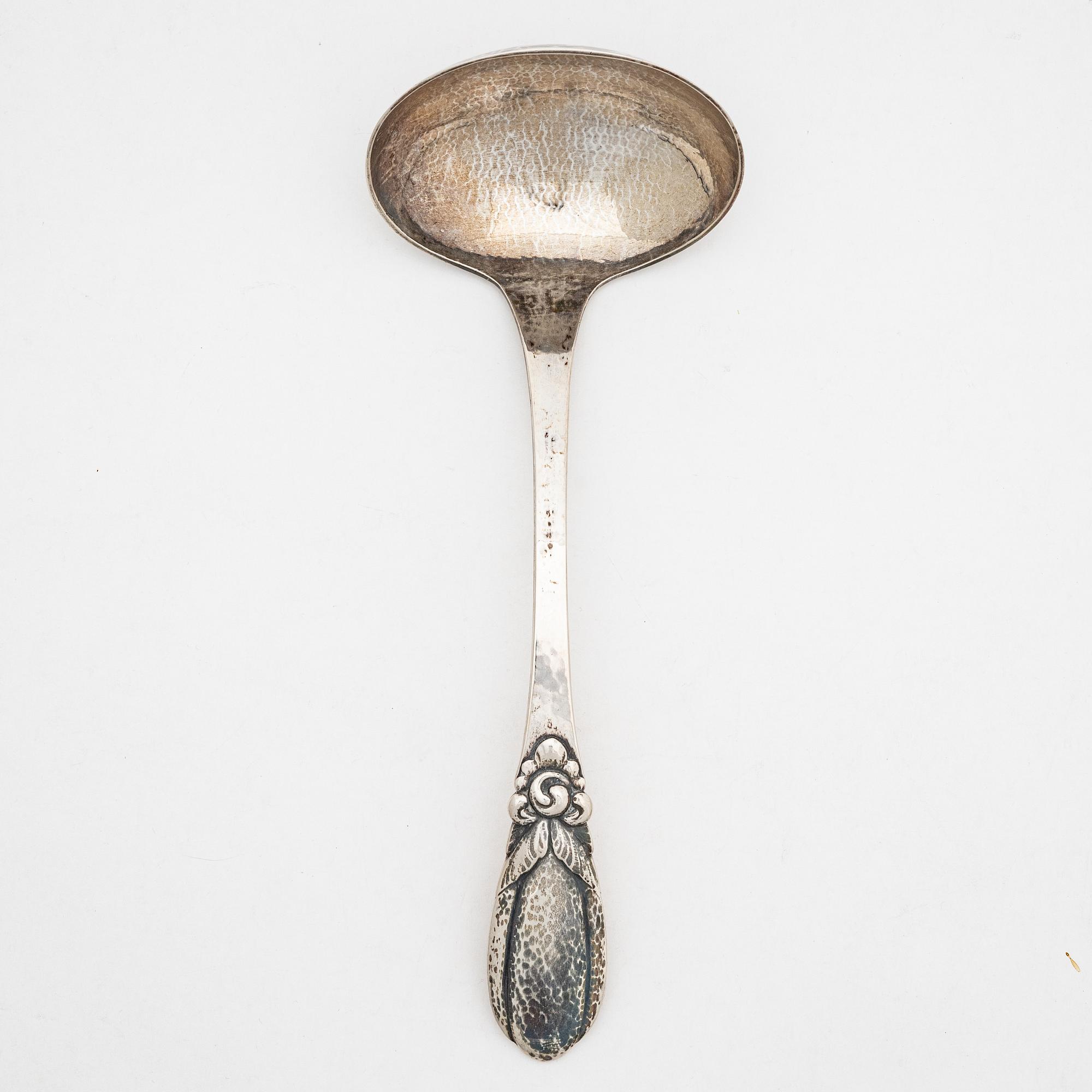 Evald Nielsen, an art nouveau silver soup ladle, Copenhagen, Denmark 1921.