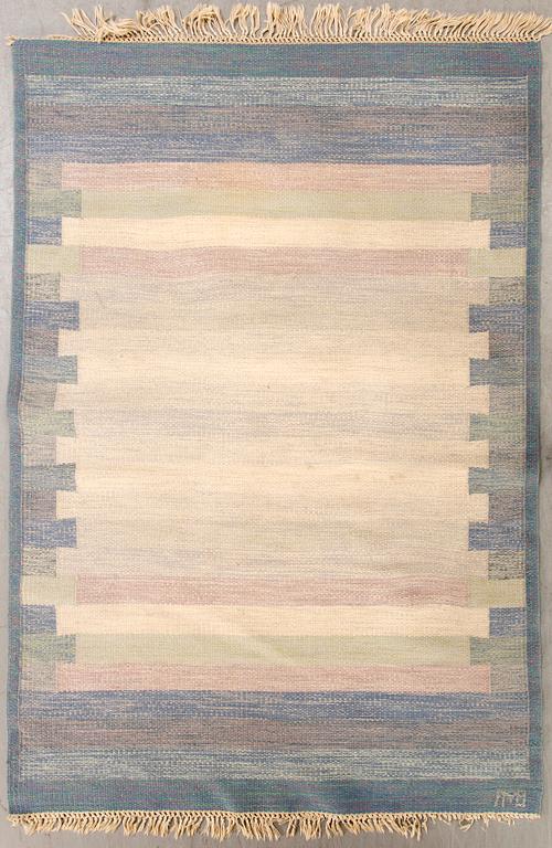 A Swedish falt weave carpet signed 202x138 cm.