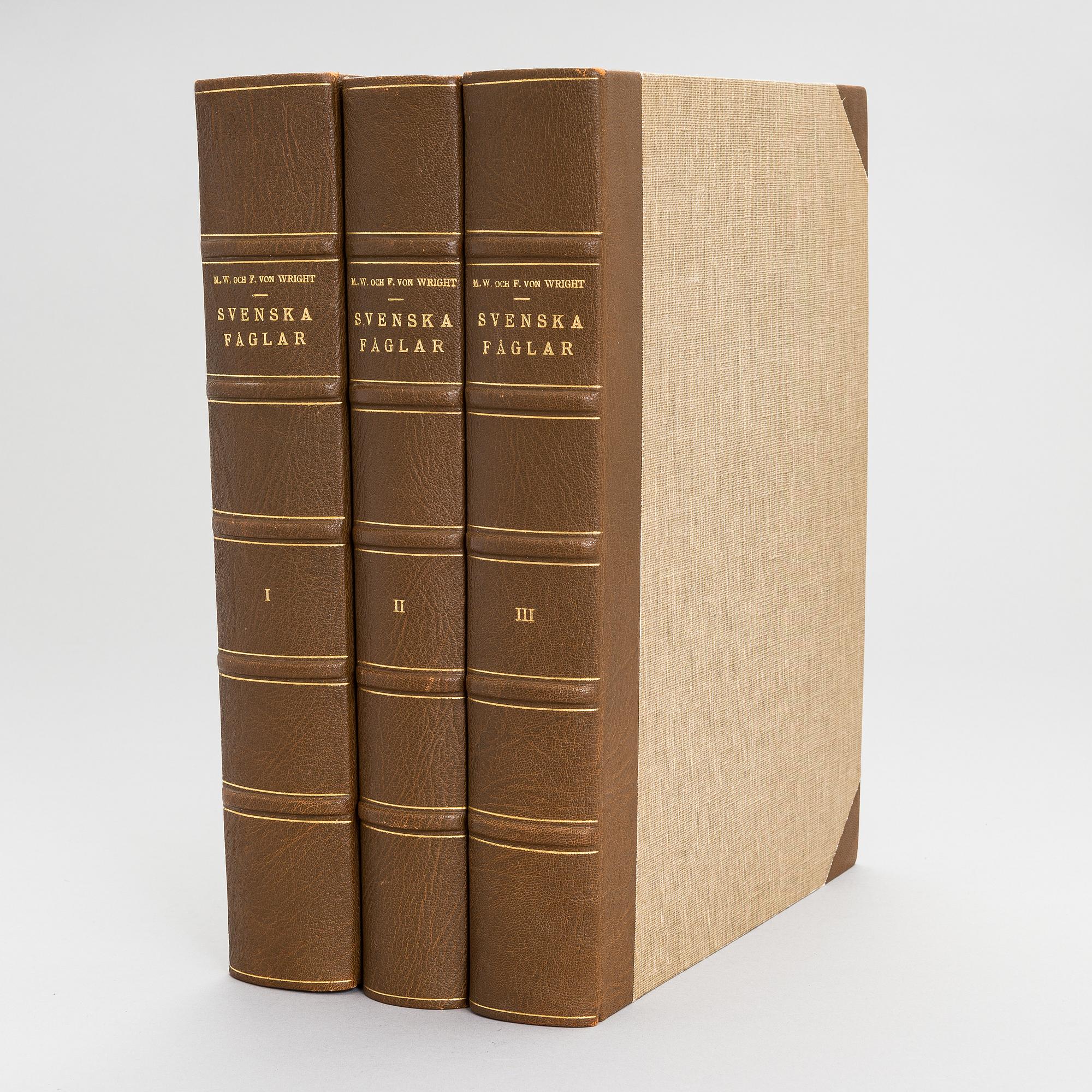 Book, 3 vol, "Svenska Fåglar", M,W & F von Wright. 1924 and 1929 Stockholm.