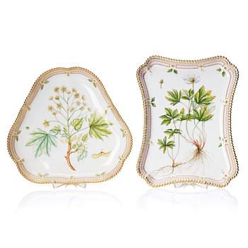 360. A set of two Royal Copenhagen, "Flora Danica" dishes, Denmark, 20th Century.