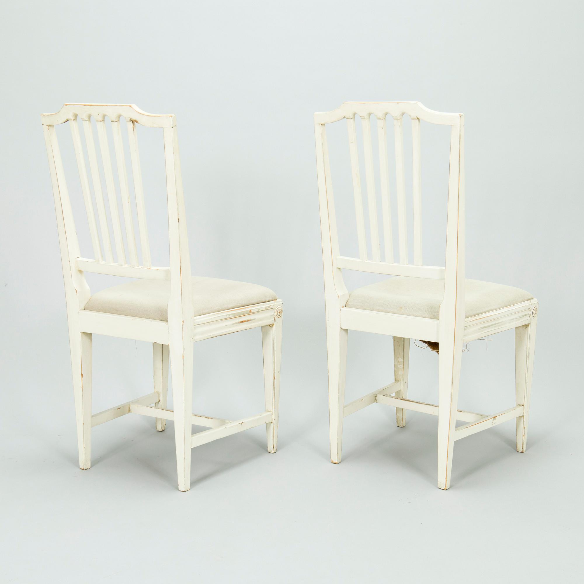 Stolar, 6 st, gustavianska, stockholmsarbete, sent 1700-tal.