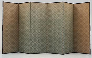 A Japanese six fold screen, Meiji period (1868-1912).