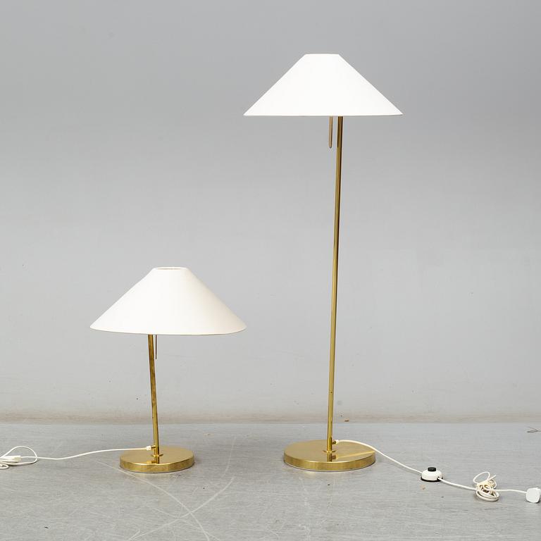 A brass table- and floor lamp by Hans-Agne Jakobsson, Markaryd, second half of the 20th century.