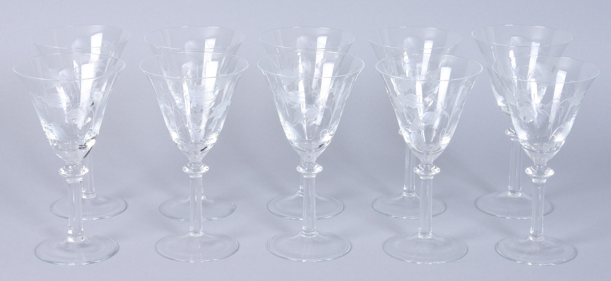 VINGLAS, 10 st, 1900-talets andra hälft.