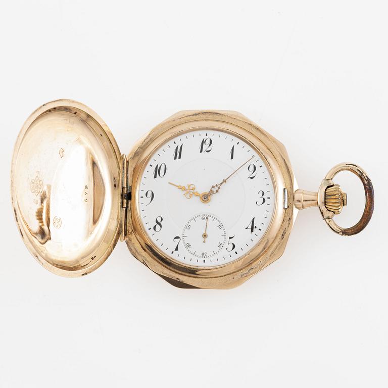 Pocket watch, 14K gold, hunter 53.5 mm.