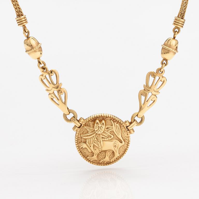 Kaulakoru "Aurinkoleijona", 18K kultaa. Kalevala koru, Helsinki 1997.
