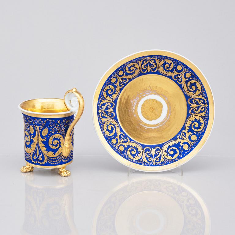 A German Berlin cup with stand, 19th Century.