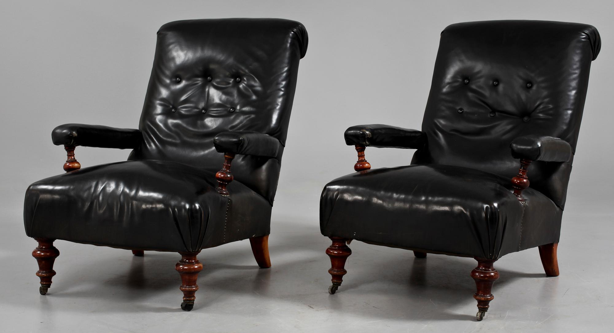 FÅTÖLJER, ett par, 1800-talets andra hälft.