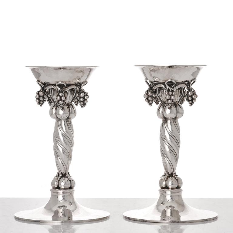 Georg Jensen, a pair of sterling silver candlesticks, Copenhagen 1945-77, design nr 263B.