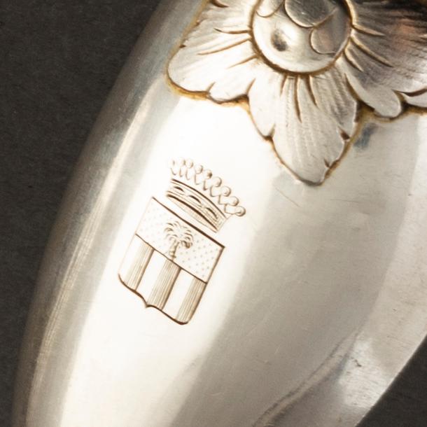 Six spoons and six forks, silver, spoons marked Dresden, Germany, 18th/19th century.