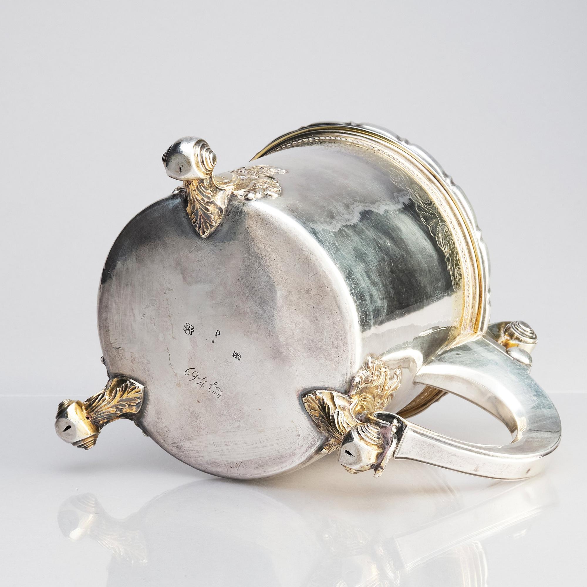 A Swedish 18th century parcel-gilt silver tankard, marks of Bengt Biörn, Västeras 1748.