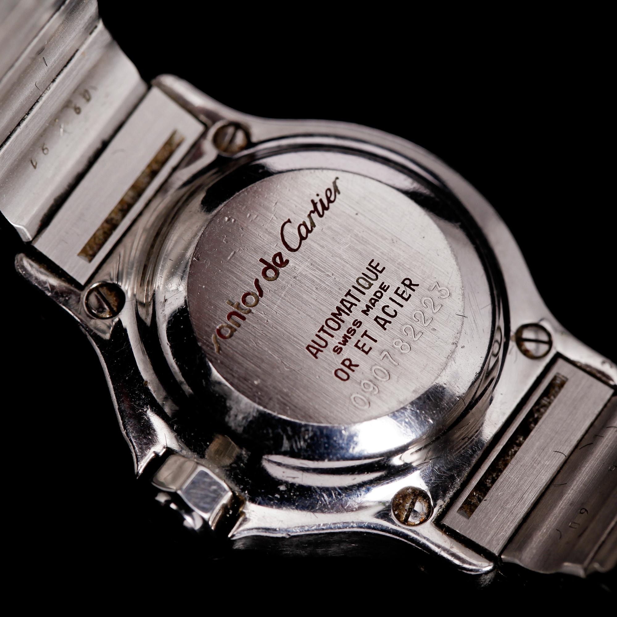 DAMARMBANDSUR, Santos de Cartier, automatisk, guld och stål, 1990-tal.