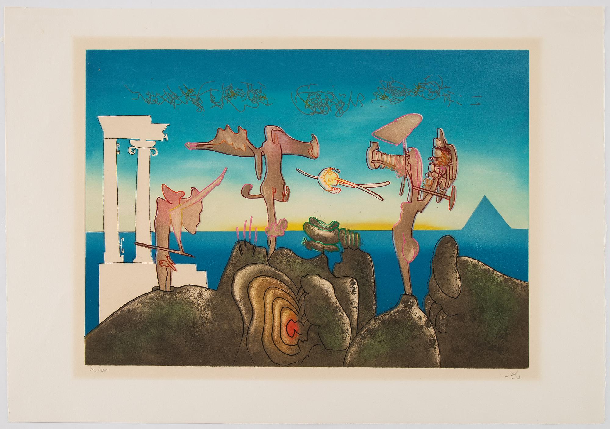 Roberto Matta, mapp med 10 st färgakvatinter, 1975, signerade med blyerts 30/125.