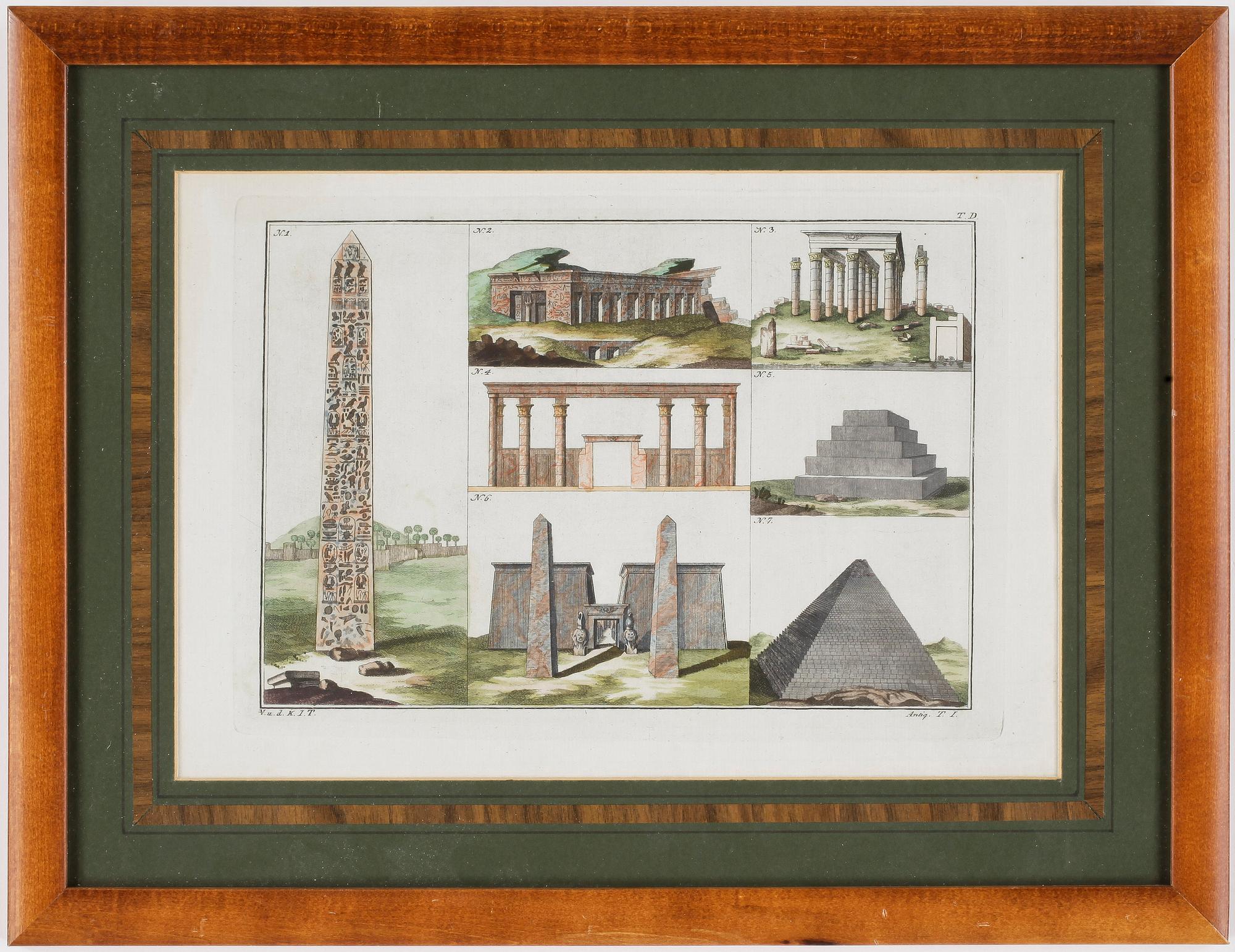 GRAVYRER, 2 st, Handkolorerade. Robert de Spallart, 1804.