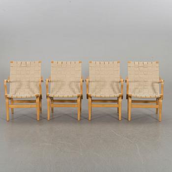 BRUNO MATHSSON, SET OF FOUR ARMCHAIRS "EVA" BY DUX.