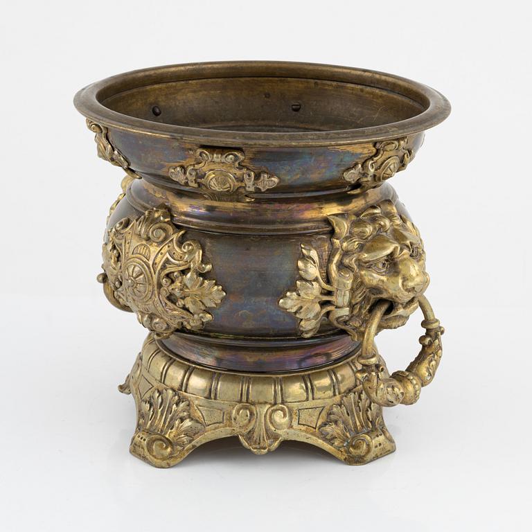 A renaissance style brass pot, around 1900.