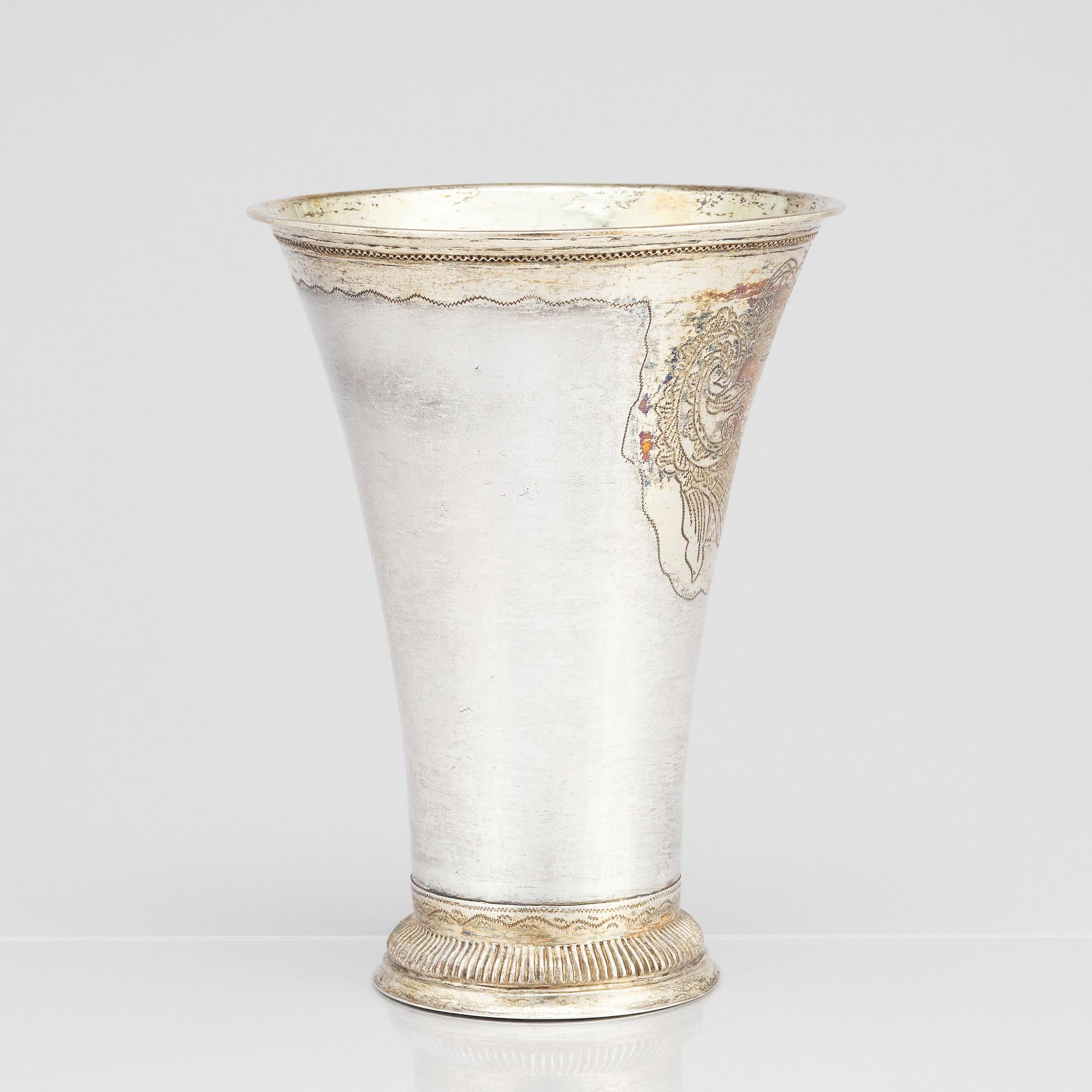 A Swedish 18th century parcel-gilt silver beaker, mark of Petter Gillberg, Varberg 1791.