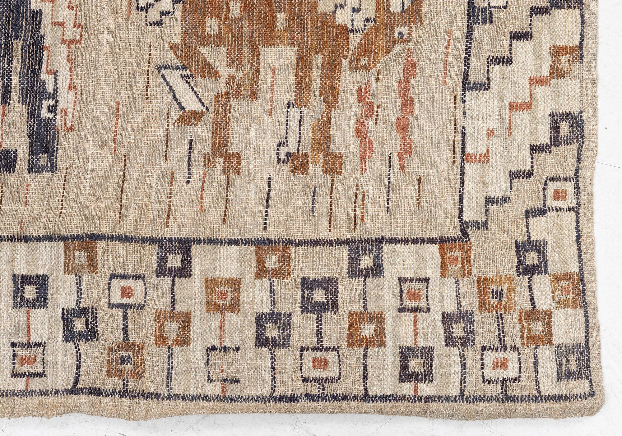 Märta Måås-Fjetterström, a drape "Vildhästen", flat weave, c 253 x 133 cm, signed MMF.