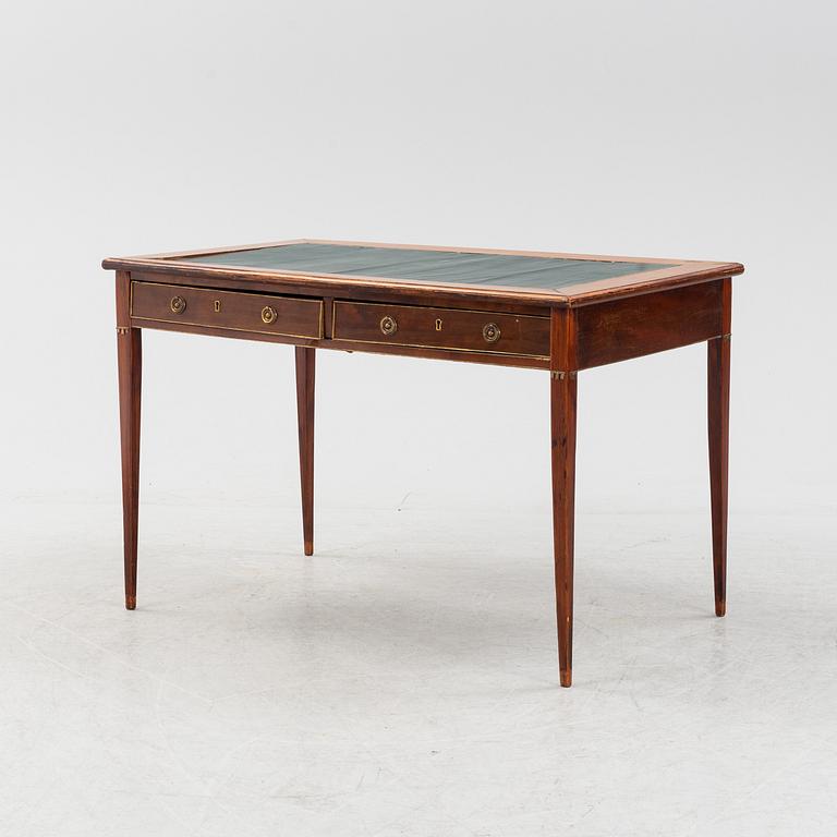 A late Gustavian style mahogany  desk., end of the 19th Century.