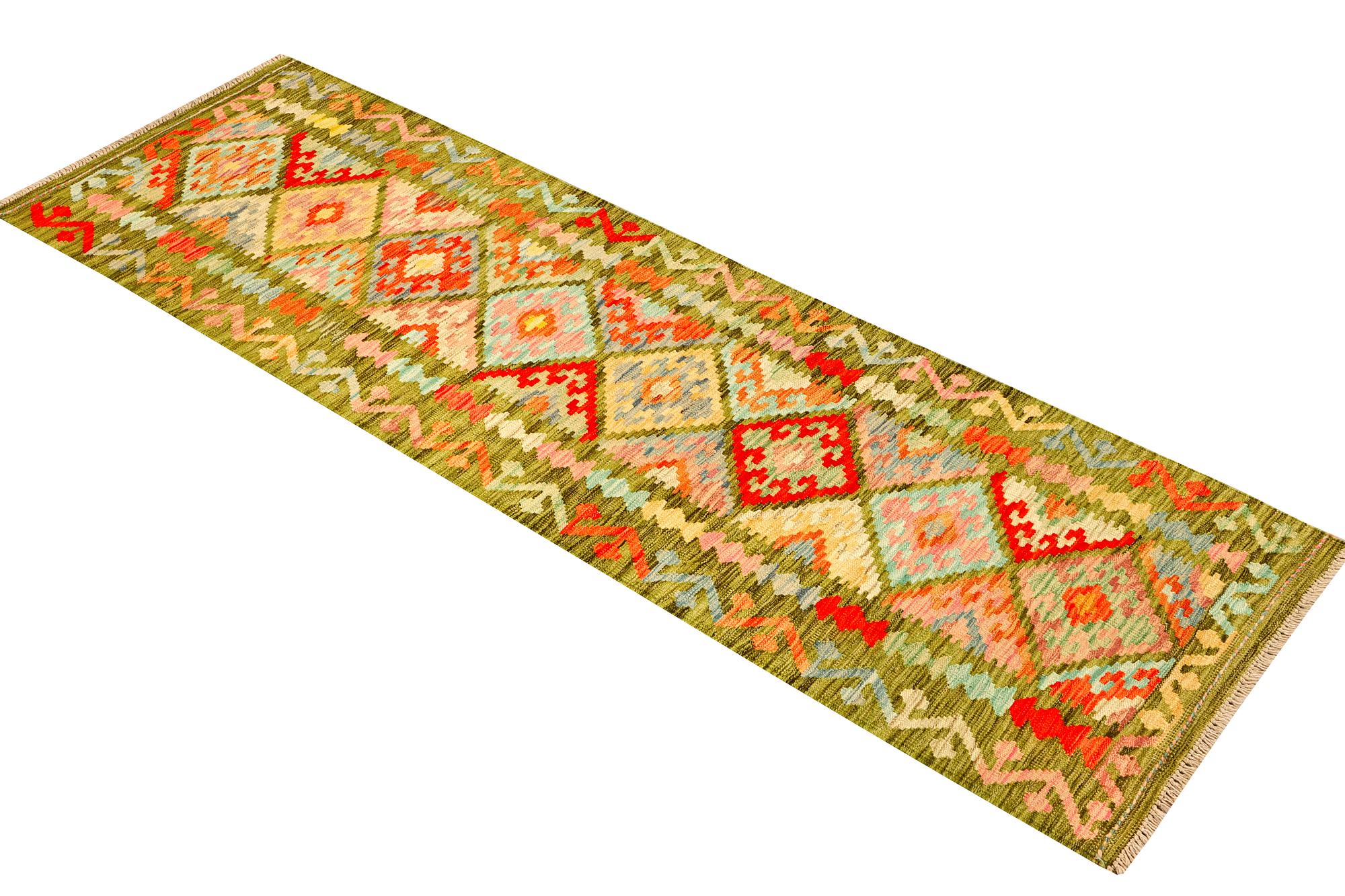 A runner carpet, kilim, c. 241 x 68 cm.