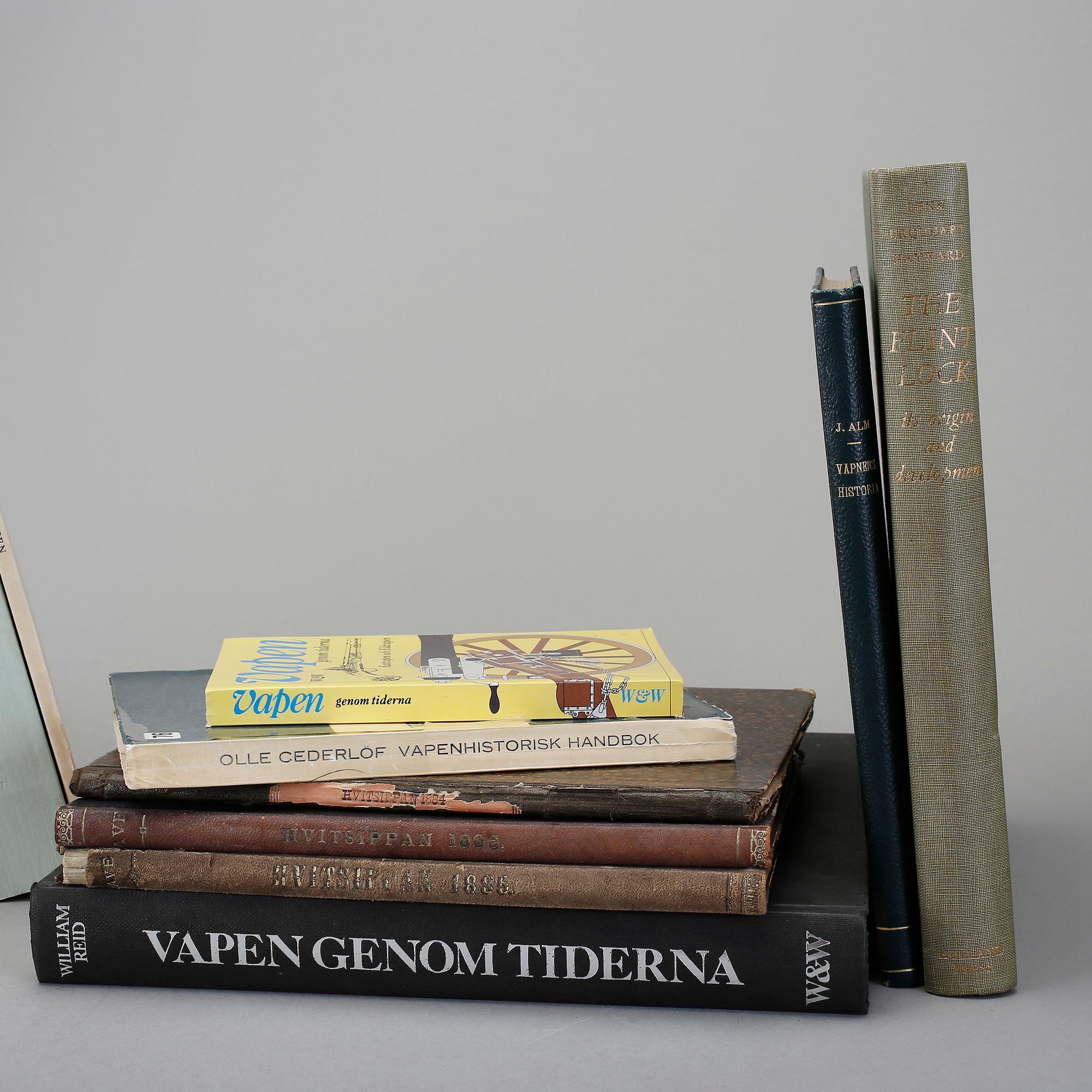 PARTI BÖCKER, 20 stycken, mestadels facklitteratur kring vapen och militaria, 1800/1900-tal.