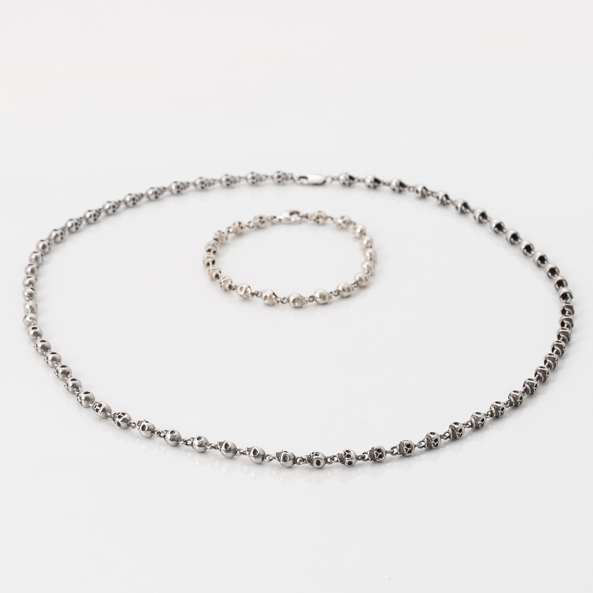 Bracelet and necklace, sterling silver, Jade Jagger, Garrard & co.