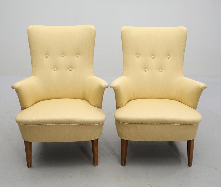 FÅTÖLJER, ett par, "Lilla Furulid", Carl Malmsten, 1900-talets andra hälft.