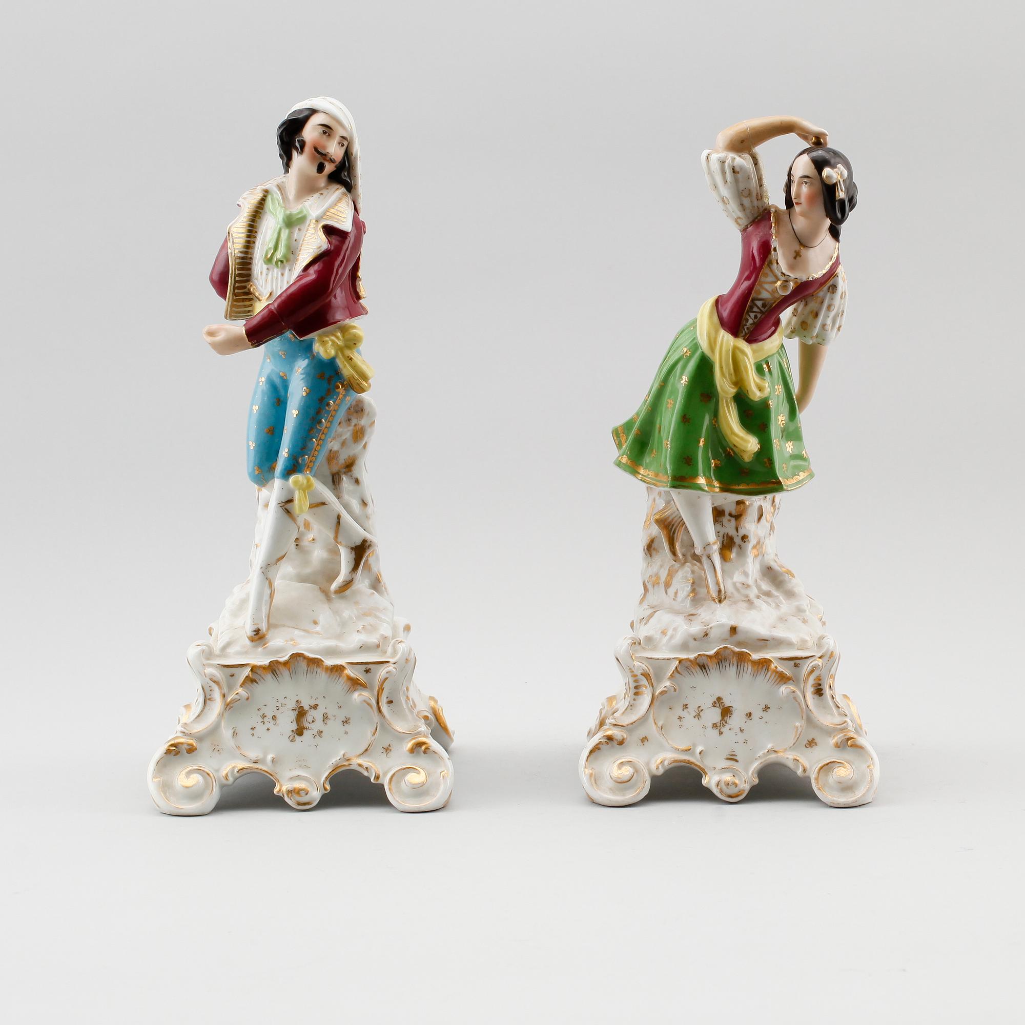 FIGURER, 1 par, porslin, möjligen Tyskland, 1800-talets mitt.