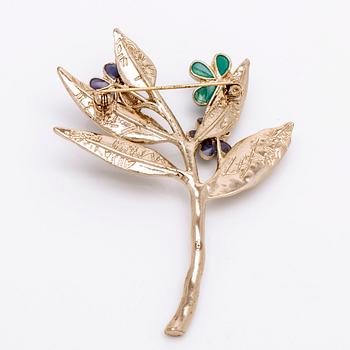 Chanel brooch, metal and resin., approx 8 x 6 cm, original case and box.