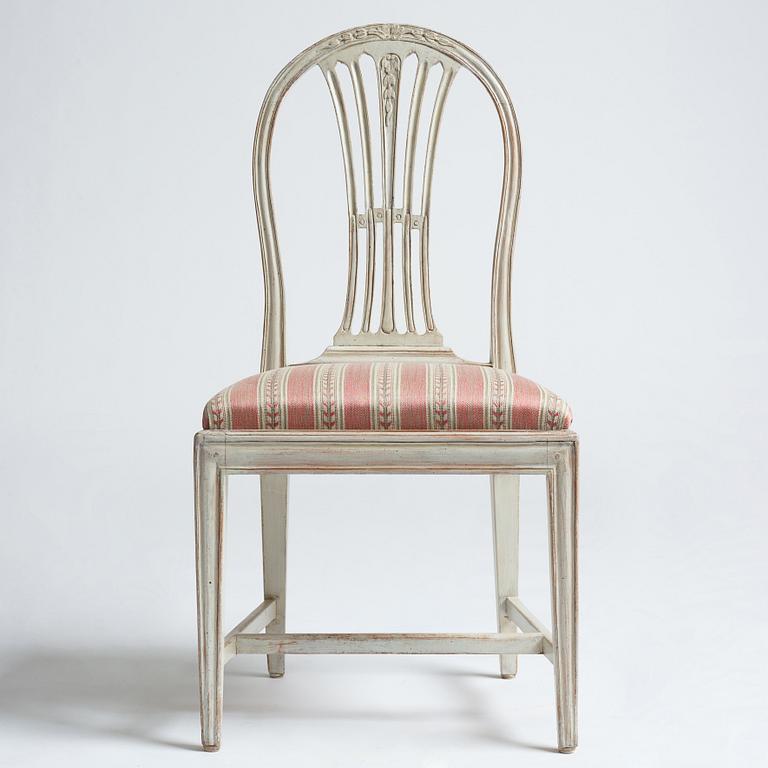 Stolar, fem stycken av Carl Johan Wadström (mästare i Stockholm 1788-1816), Gustavianska.