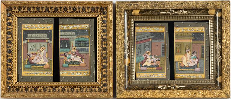 Gouaches, 4 pcs, India, circa 1900.