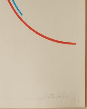 Stephen Antonakos, "Red and blue incomplete circle".