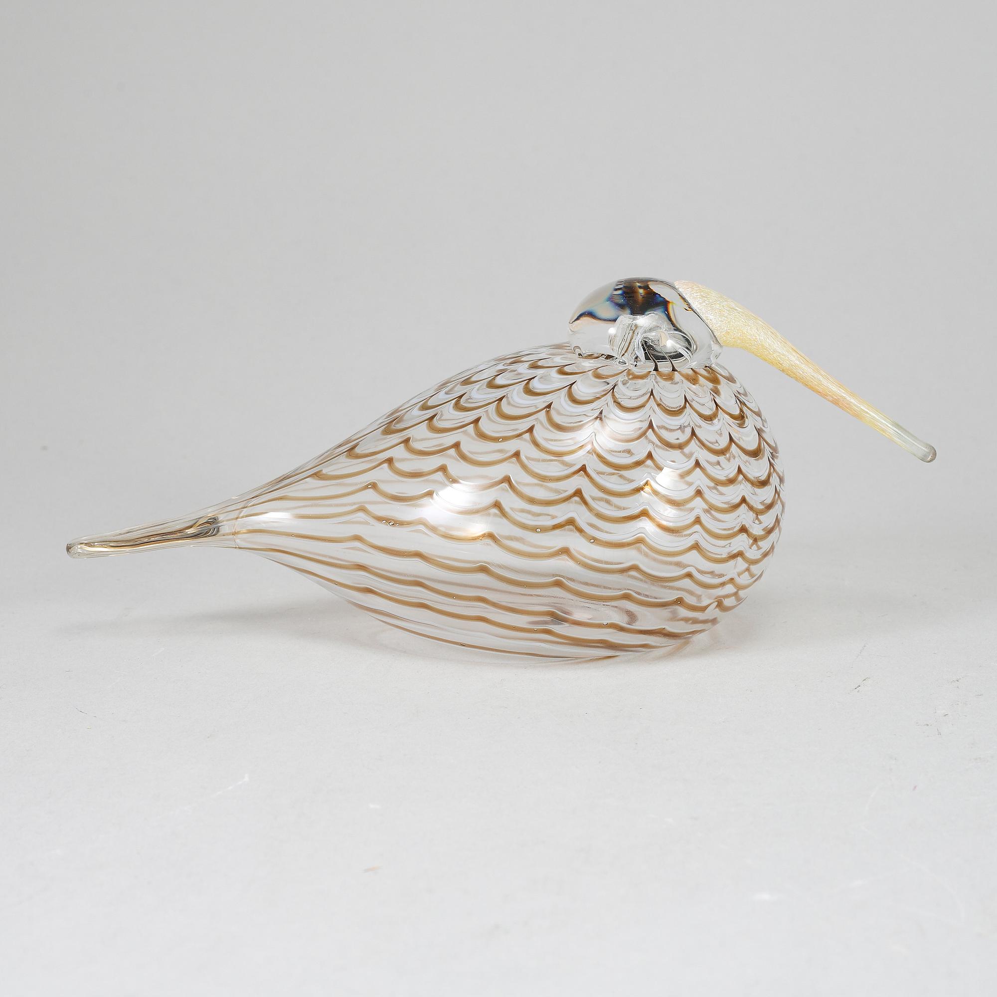 OIVA TOIKKA, glasfågel, Eurasian woodcock (Lehtokurppa), signerad O. Toikka Nuutajärvi.