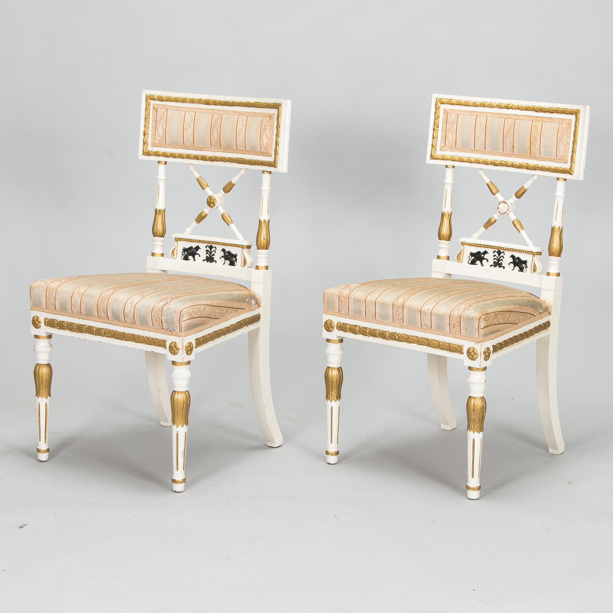 A late Gustavian style sofa and four chairs, early 20th century.
