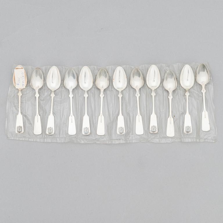 Coat of arms of Helsinki silver spoons, 39 pcs, Turku Finland 1936 - 1974.